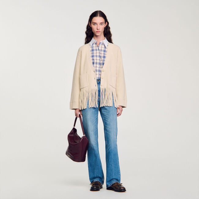 Cardigan in maglia con frange