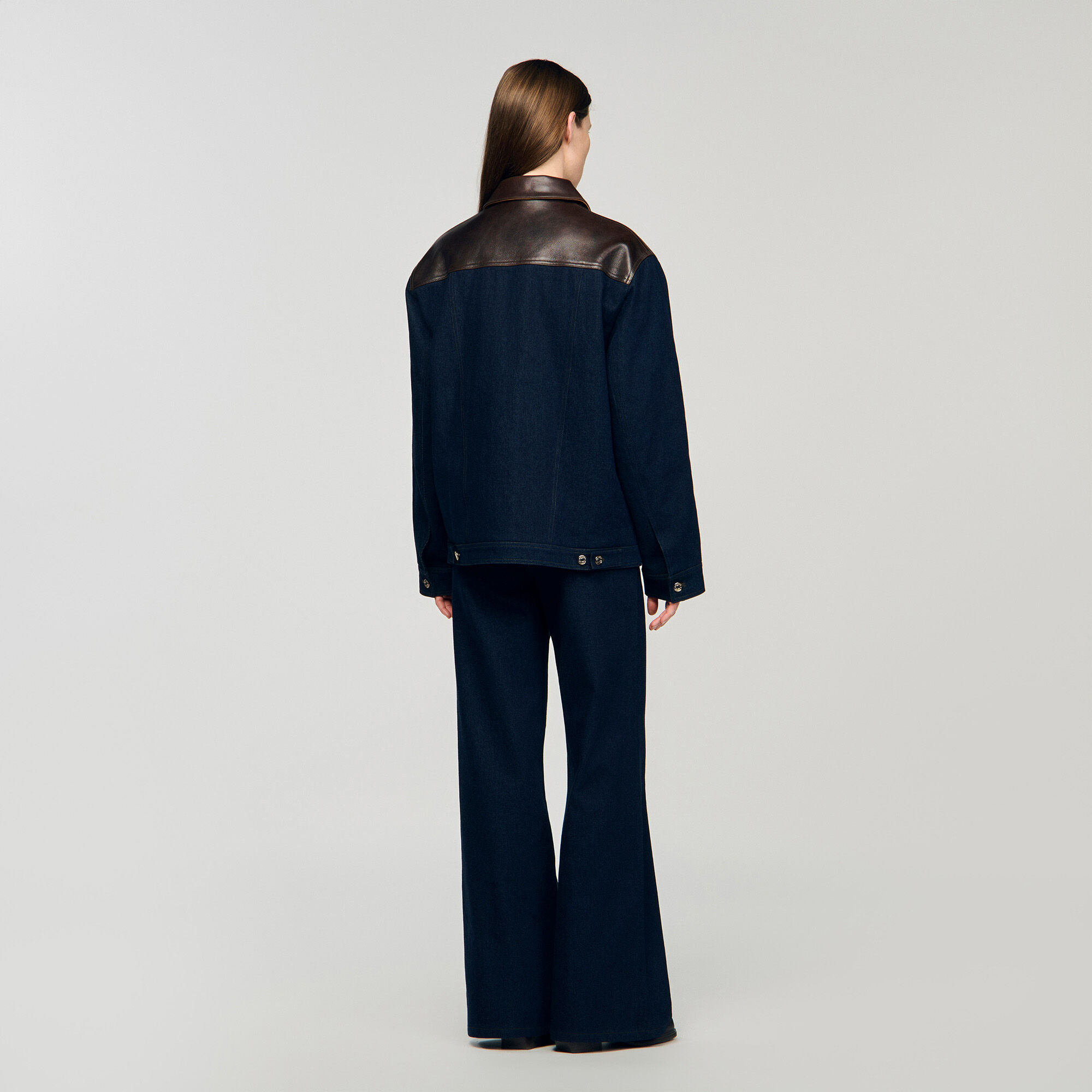 Giubbotto in denim e pelle