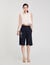 Crop top plissettato collo strass