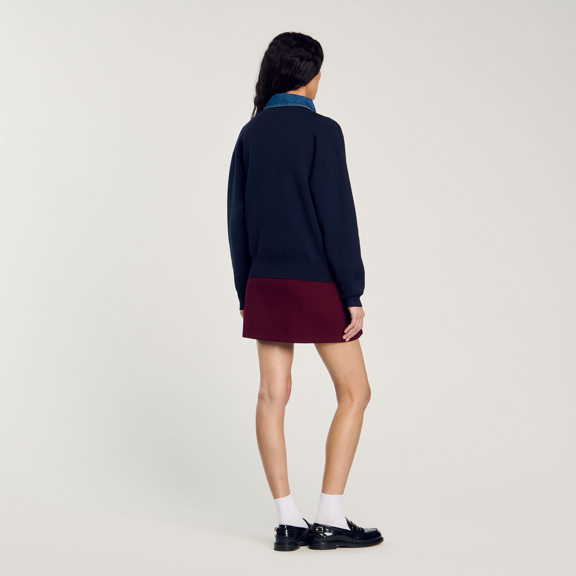 Maglione con colletto in jeans