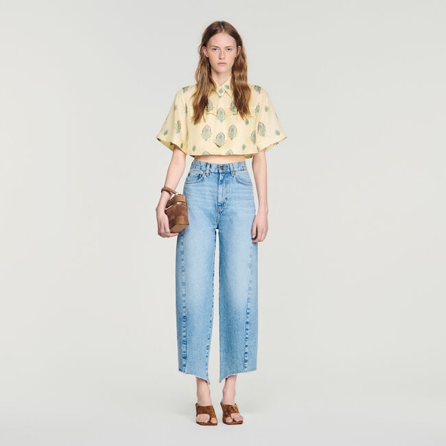 Top corto con stampa Paisley