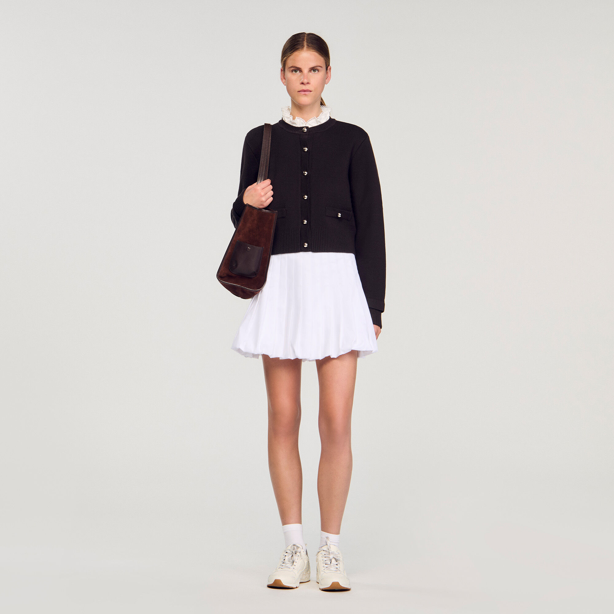 Cardigan colletto volant rimovibile