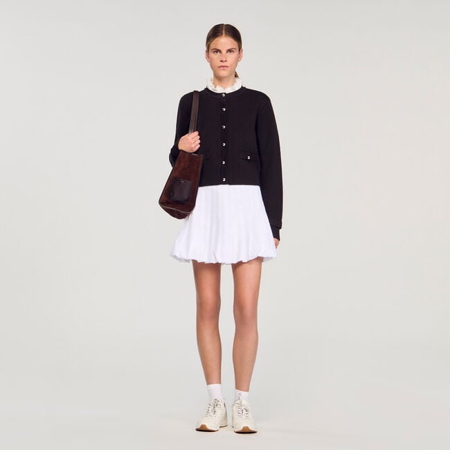 Cardigan colletto volant rimovibile