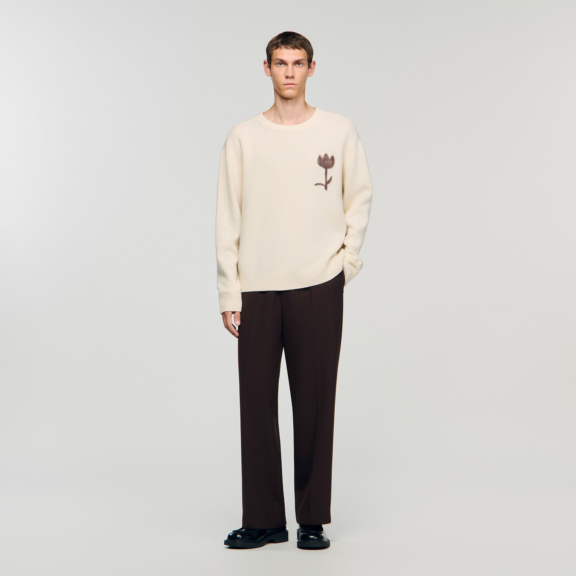 Maglione lana con dettaglio fiore