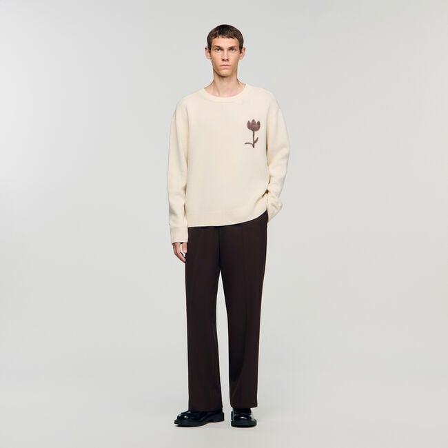 Maglione lana con dettaglio fiore