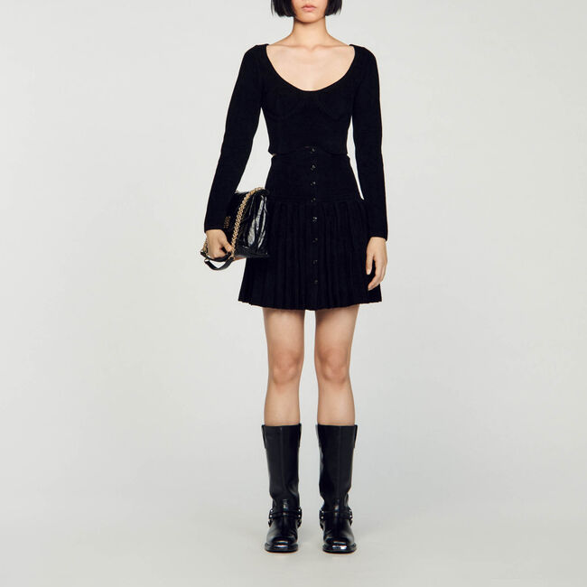Pullover corto in maglia vellutata