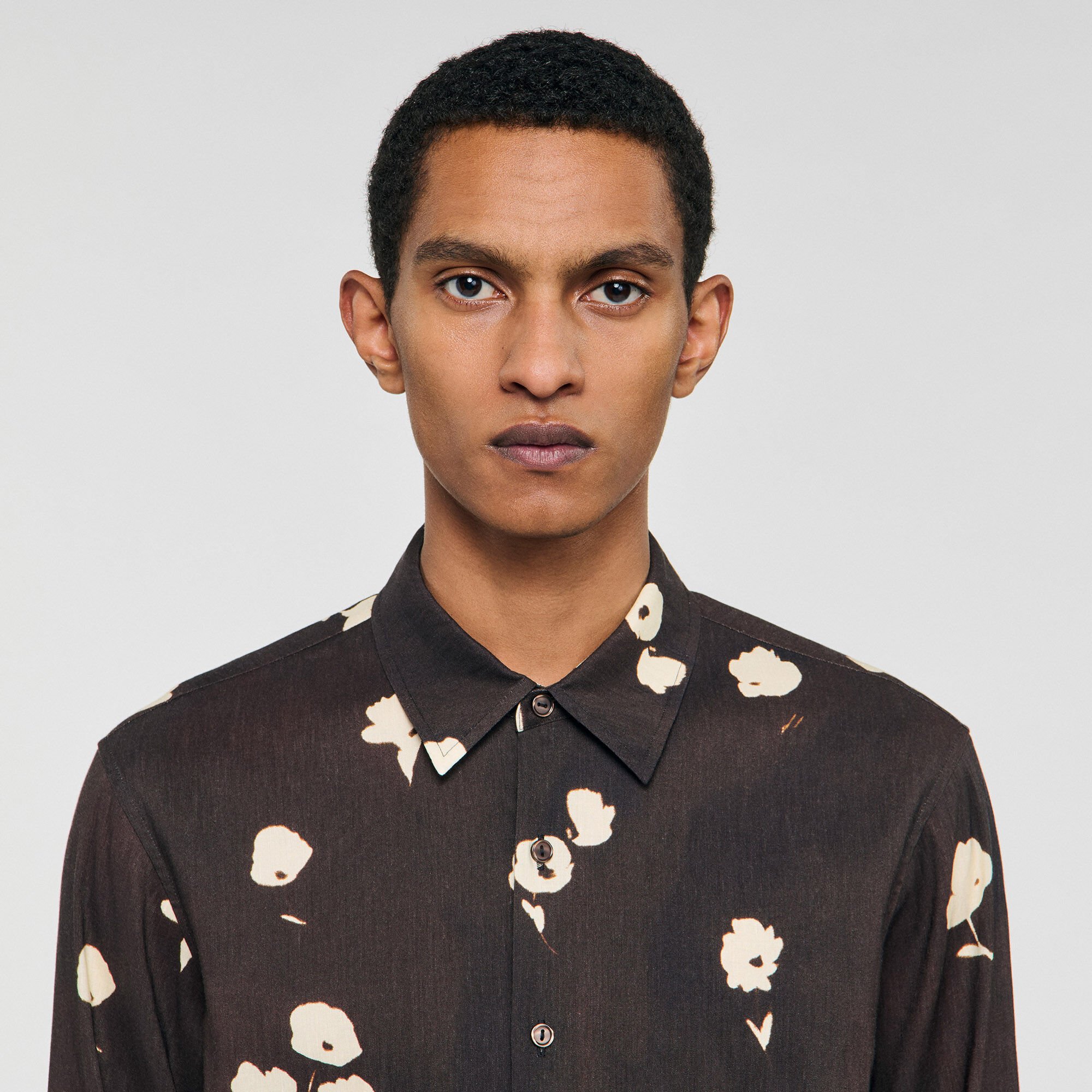 Camicia in lino con stampa a fiori