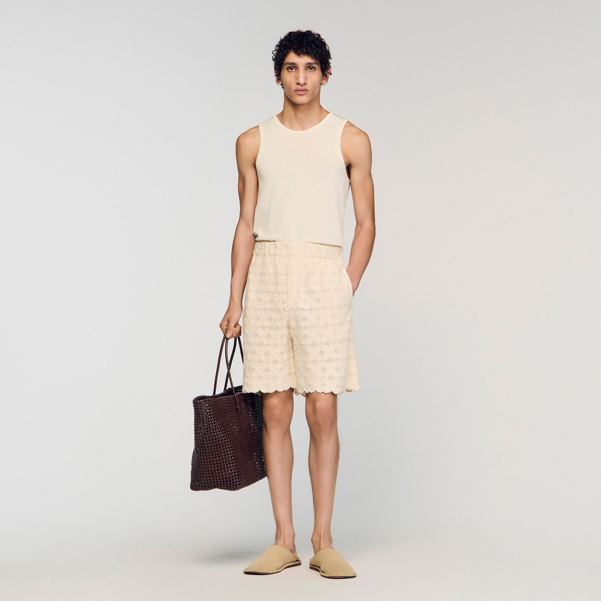 Shorts in cotone ricamo sangallo