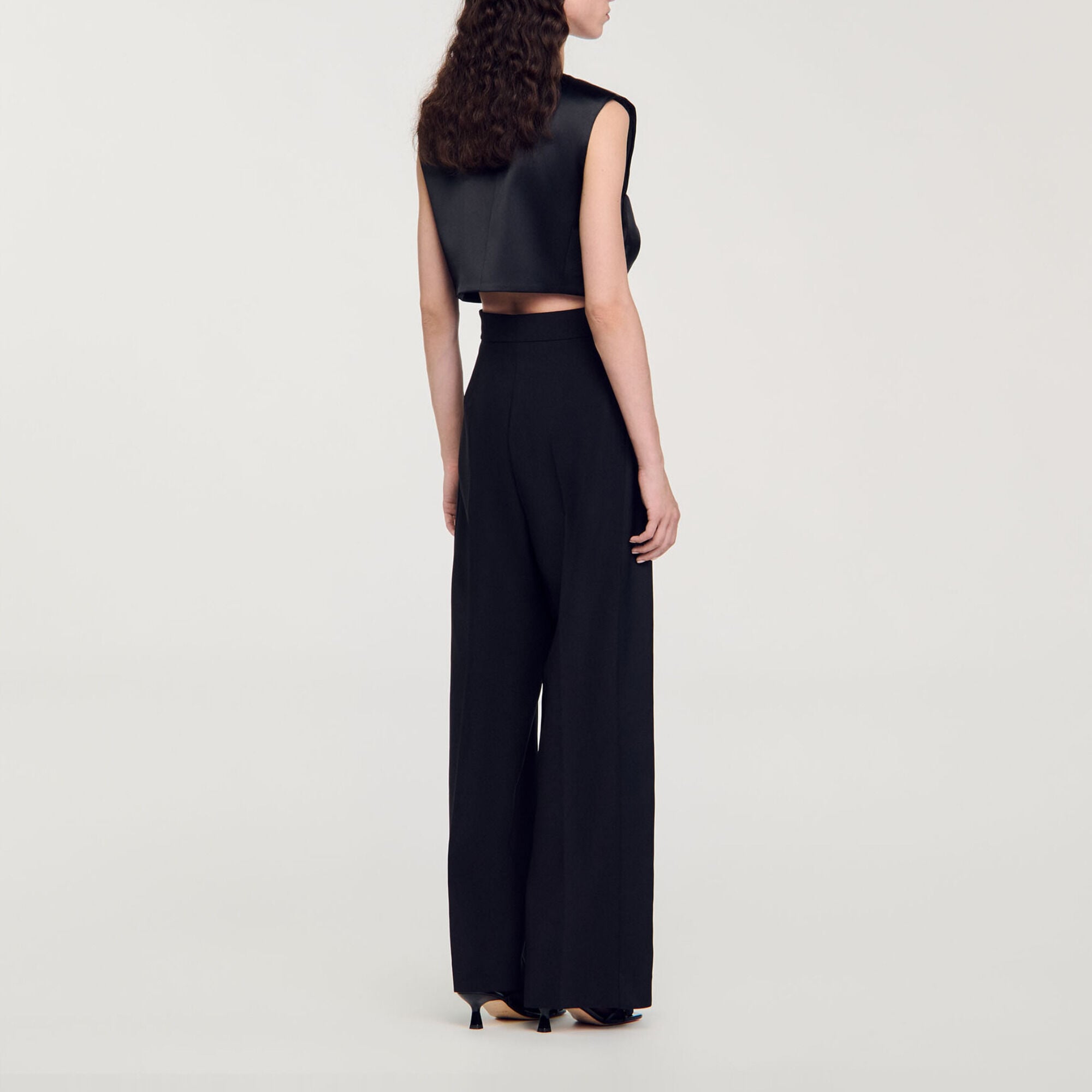 Pantaloni larghi fascia laterale in raso - Donna | Sandro