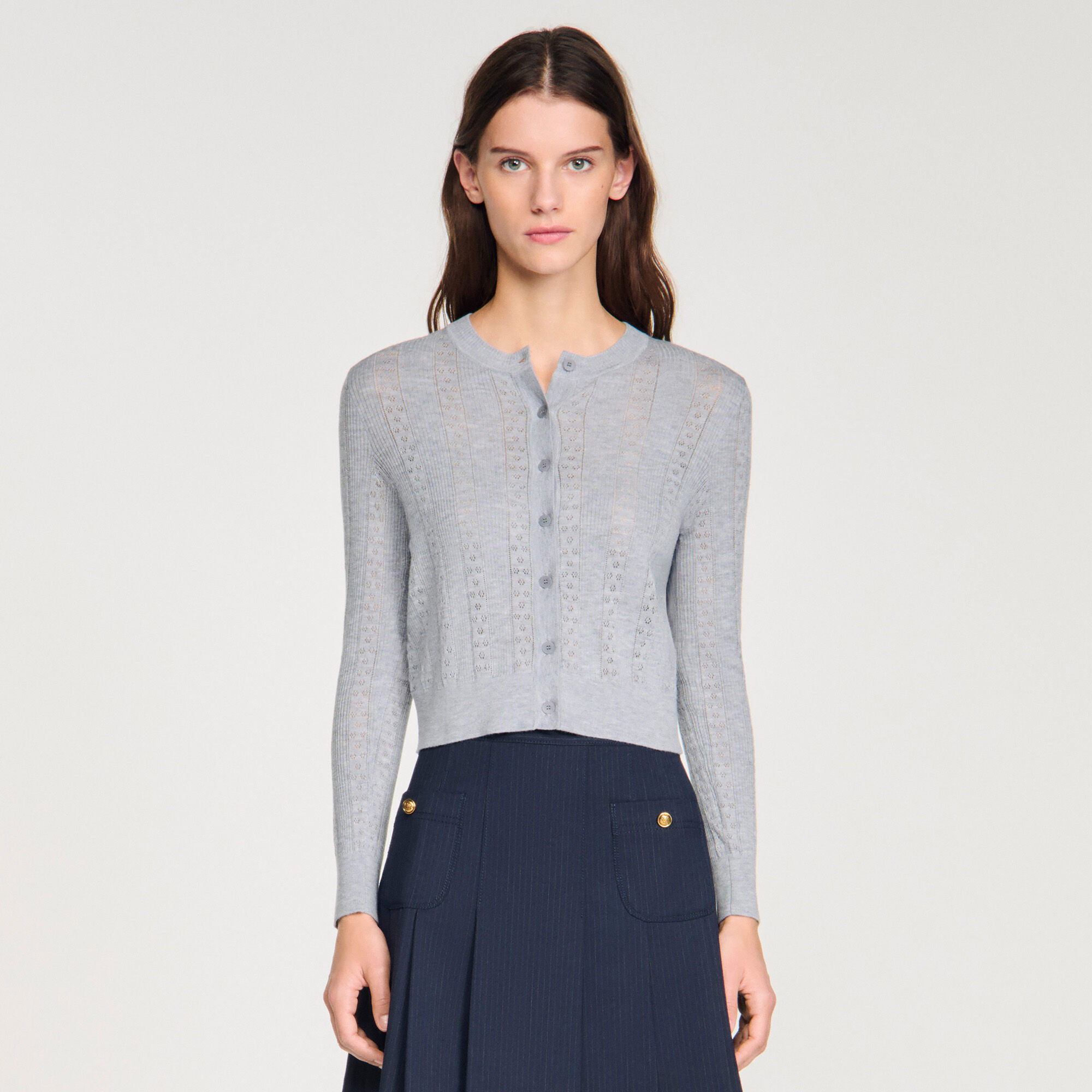 Cardigan in maglia pointelle