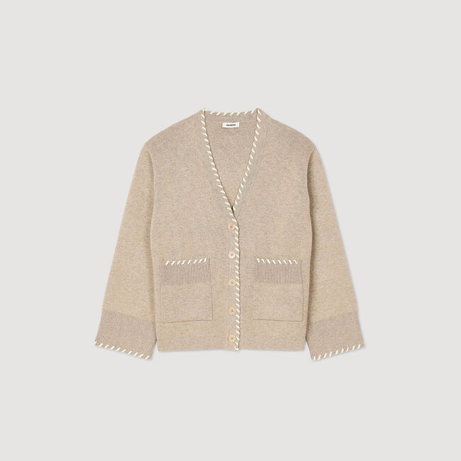 Cardigan con profilo a contrasto