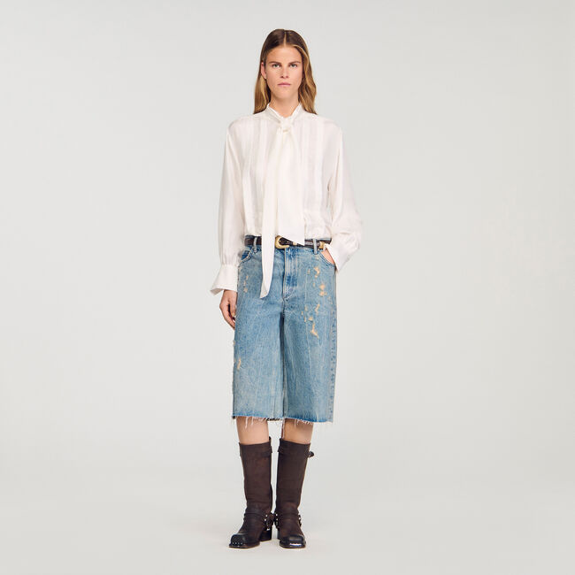 Camicia in seta con lavallière