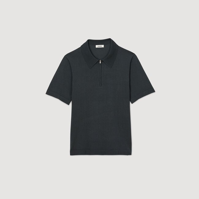 Polo in maglia con colletto con zip