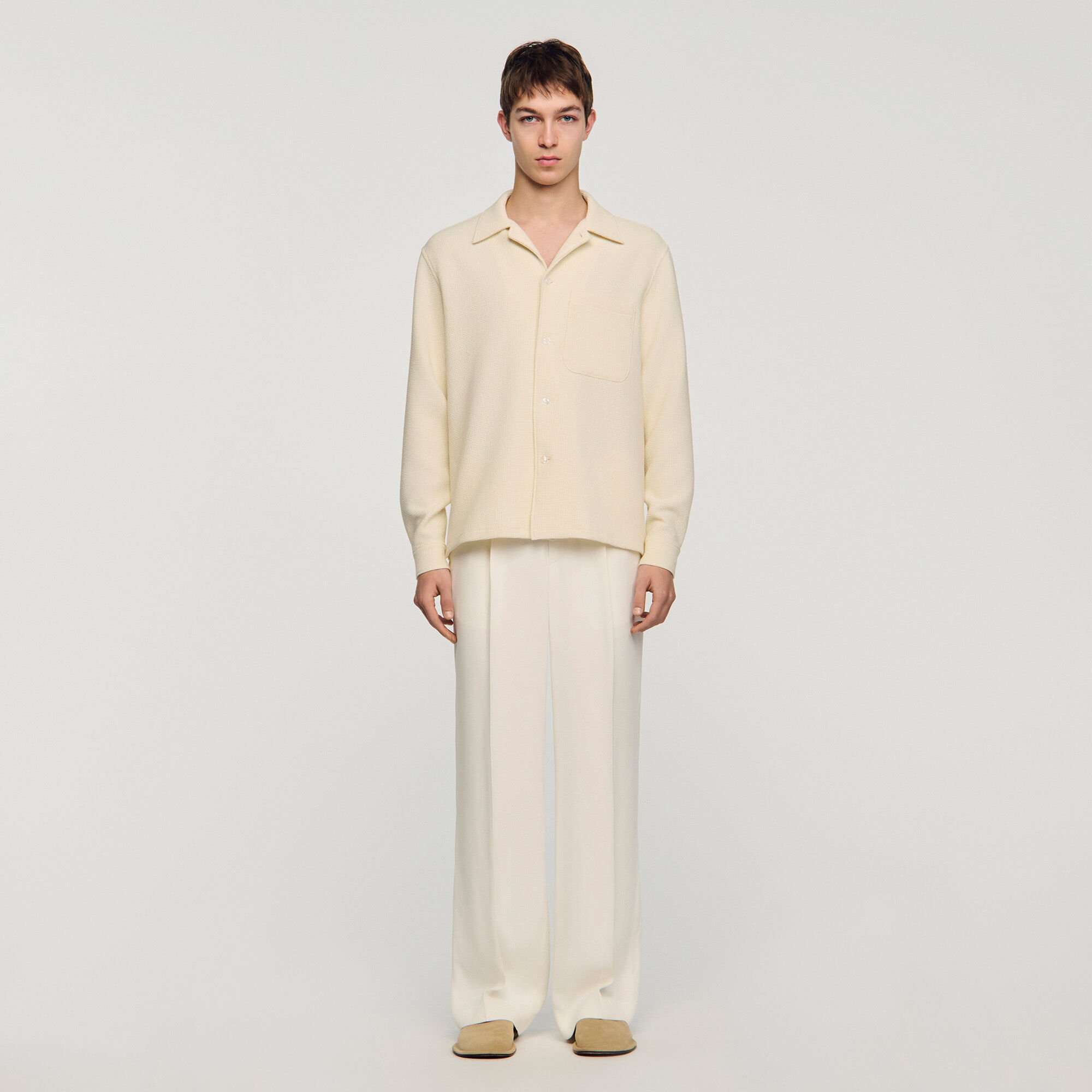 Camicia testurizzata collo aperto