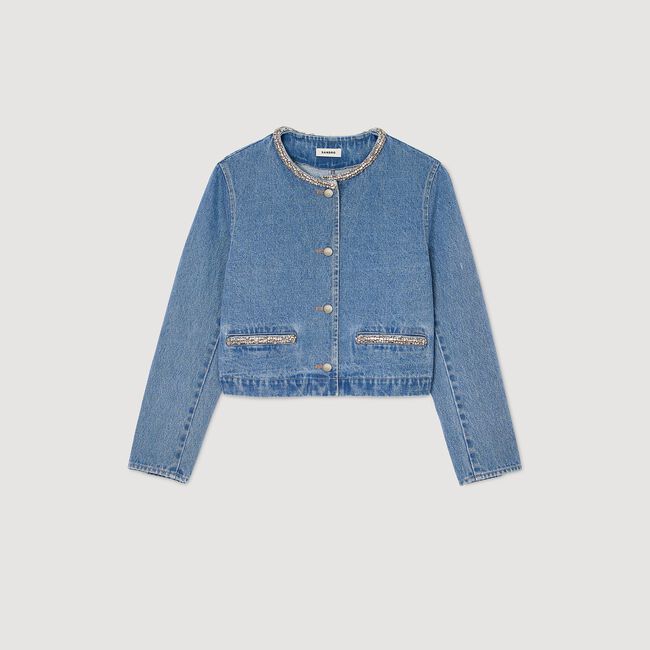 Giubbotto in denim con strass