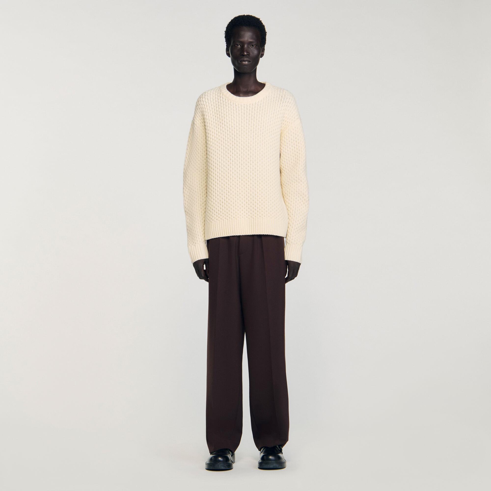 Maglione in lana punto nido d'ape