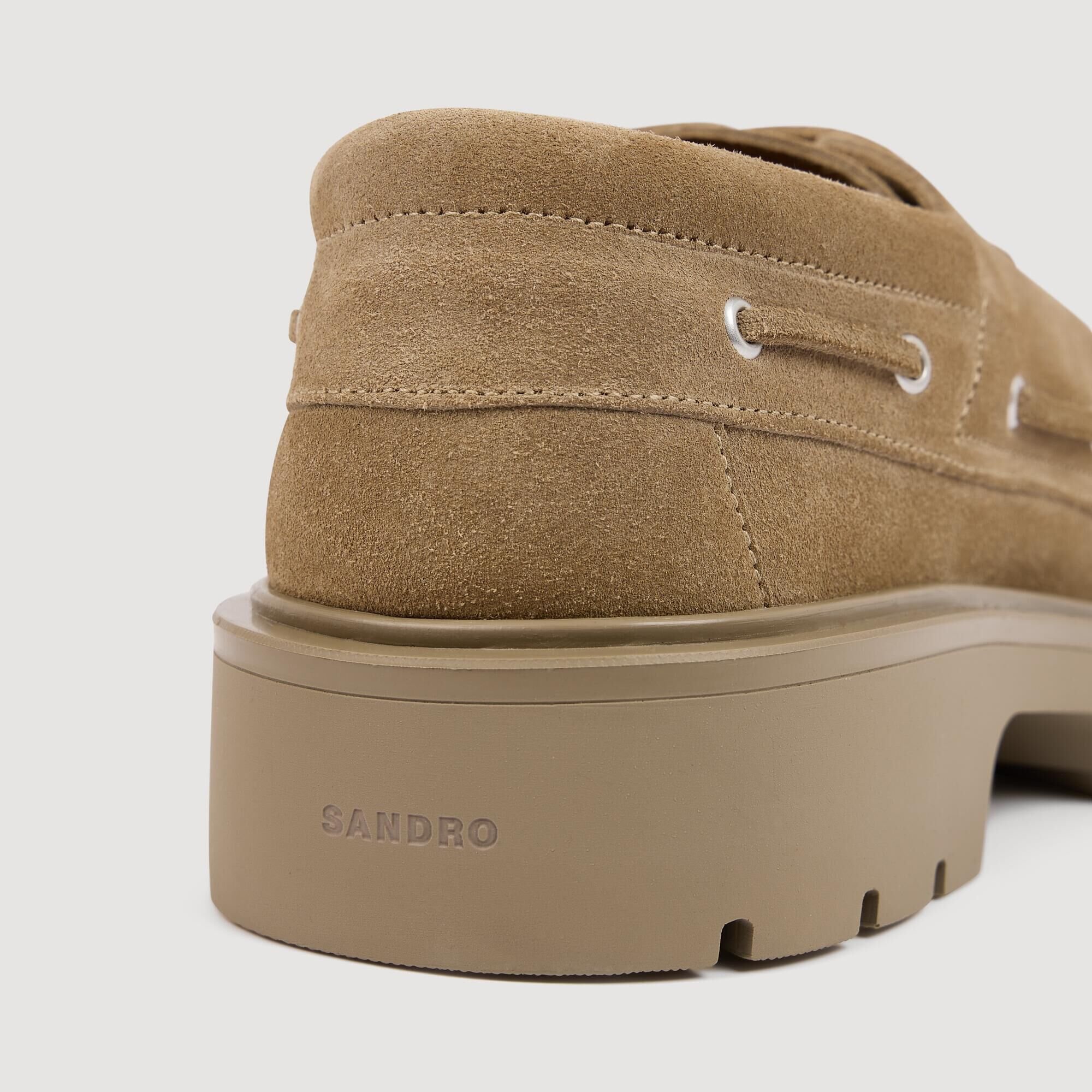 Scarpe da barca in crosta di pelle