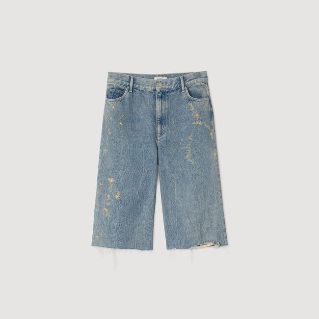 Bermuda jeans effetto stropicciato