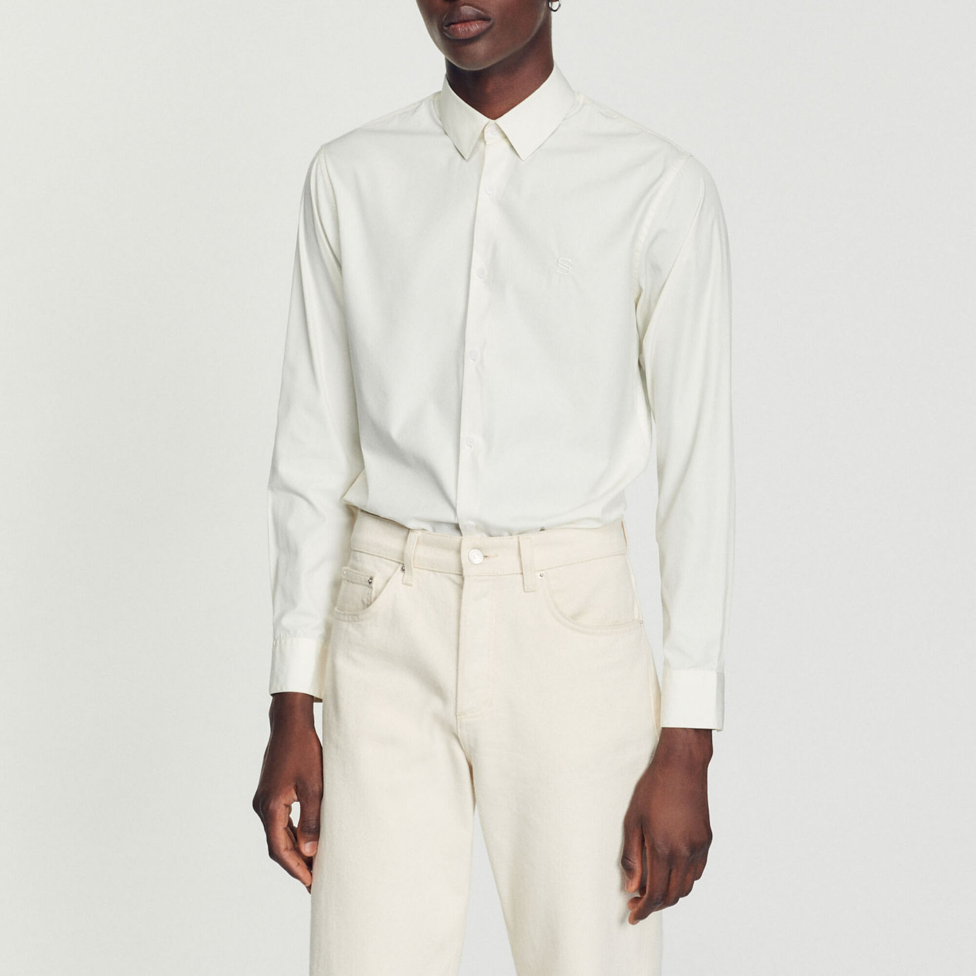 Camicia in cotone con ricamo iconico