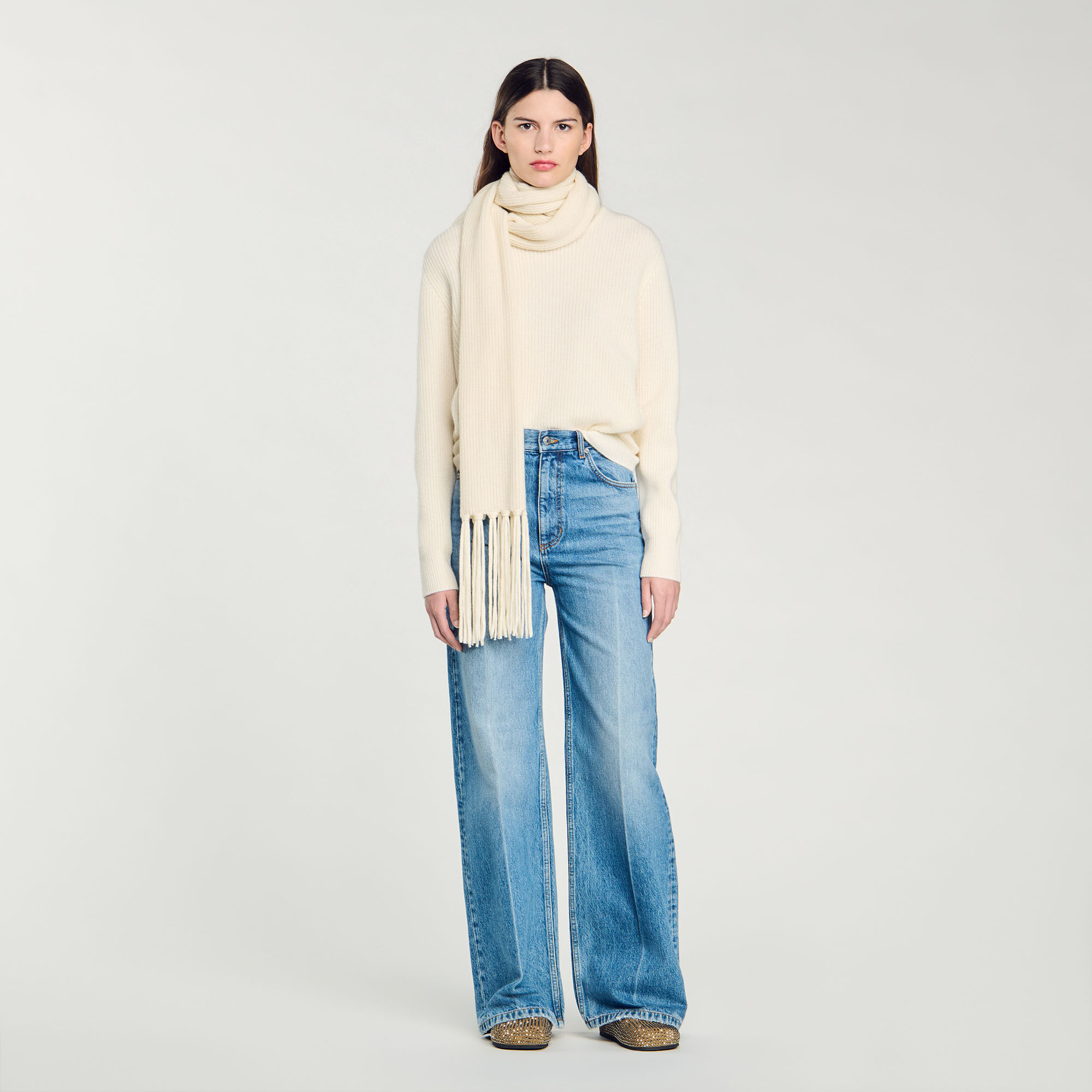 Maglione in maglia con colletto sciarpa