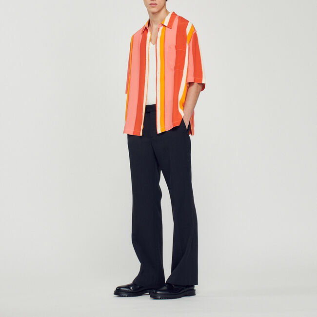 Camicia fluida a righe a maniche corte