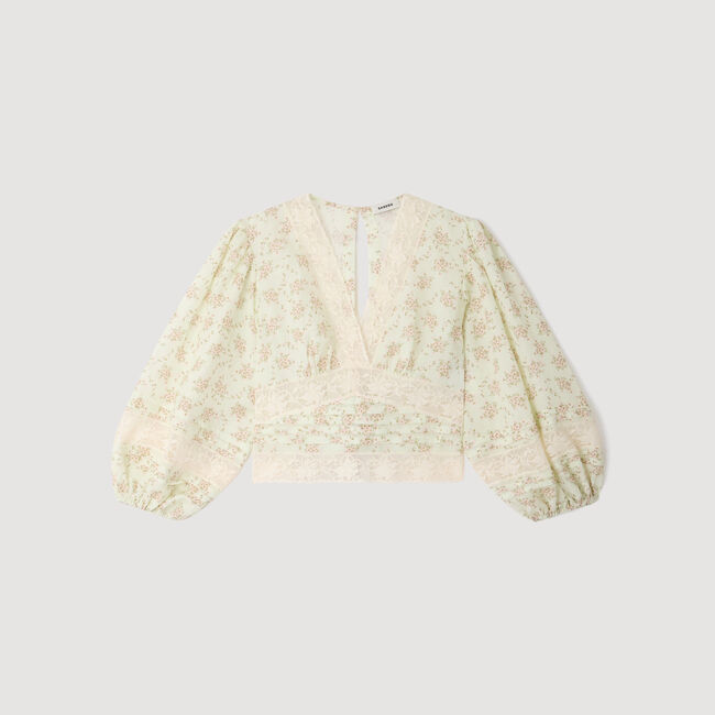 Top corto con stampa a fiori