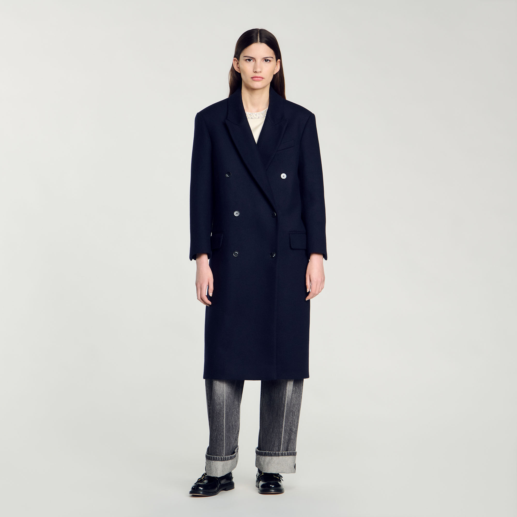 Cappotto lungo in misto lana