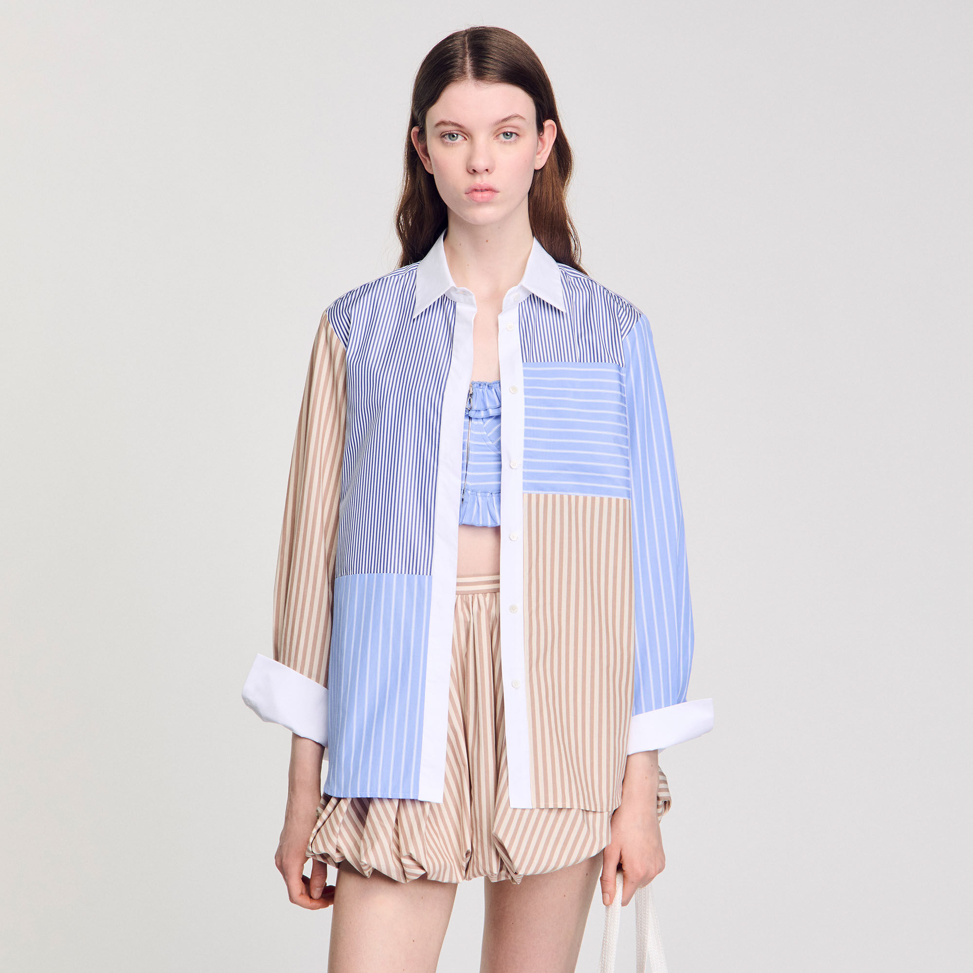 Camicia a righe mix stampe a righe