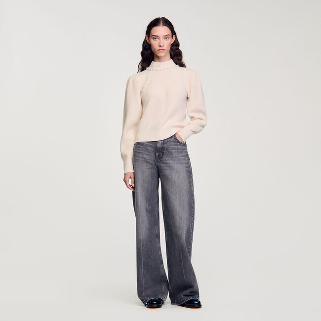 Maglione a coste in lana e cashmere