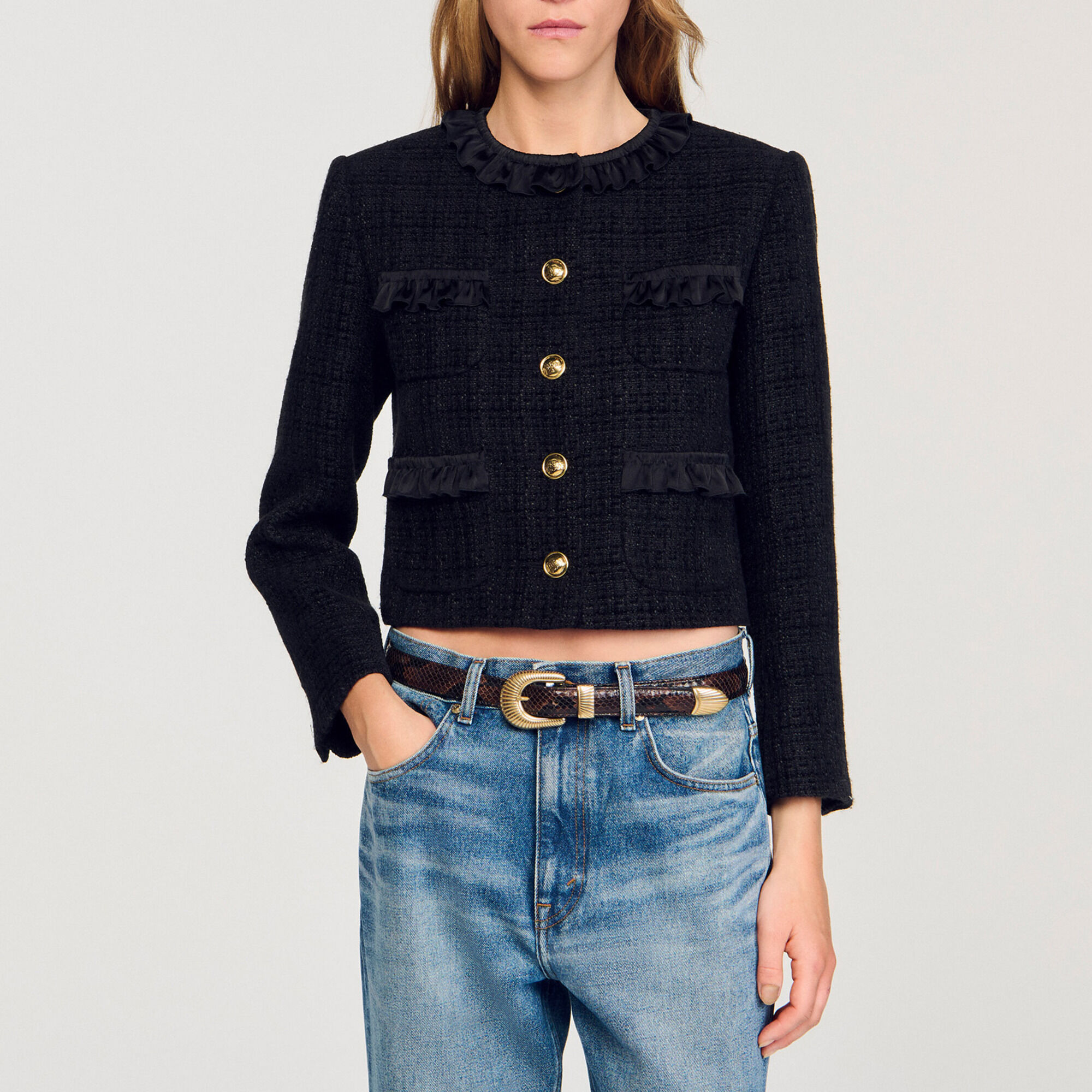 Giacca in tweed con volant - Donna | Sandro