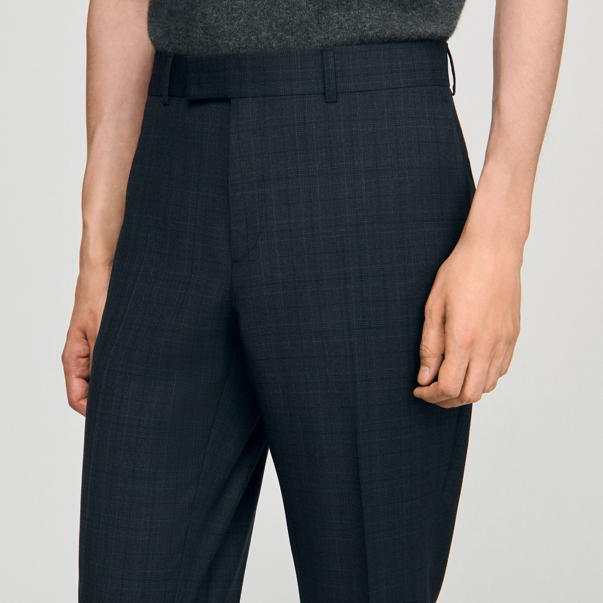 Pantaloni in lana a quadri