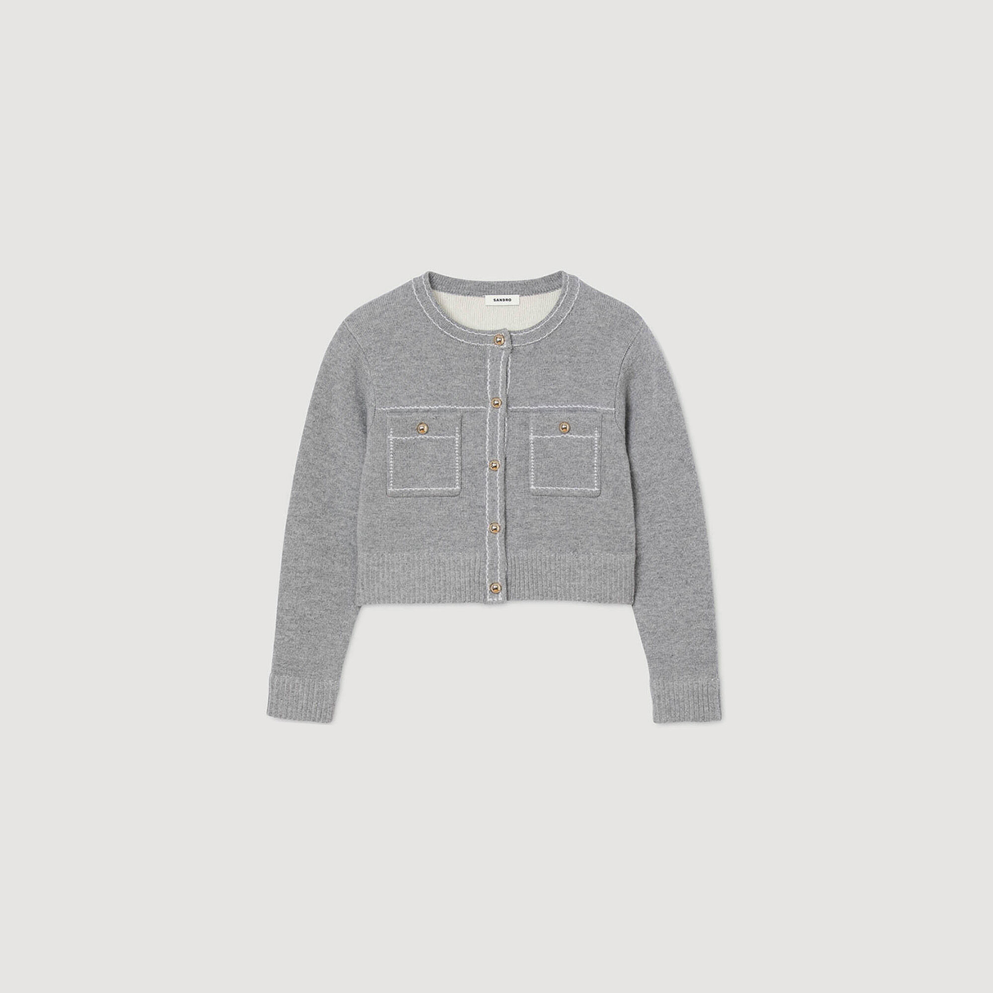 Cardigan con cuciture a contrasto