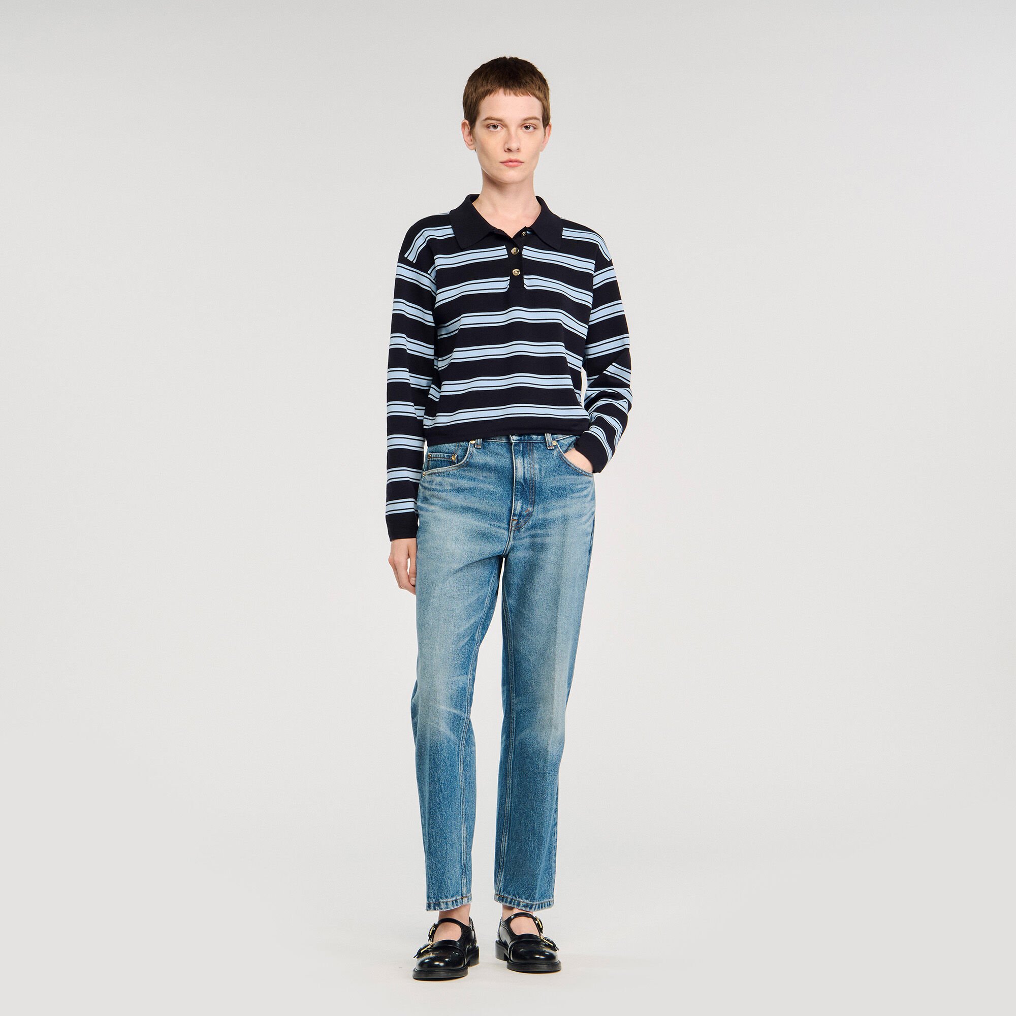 Maglione polo a righe