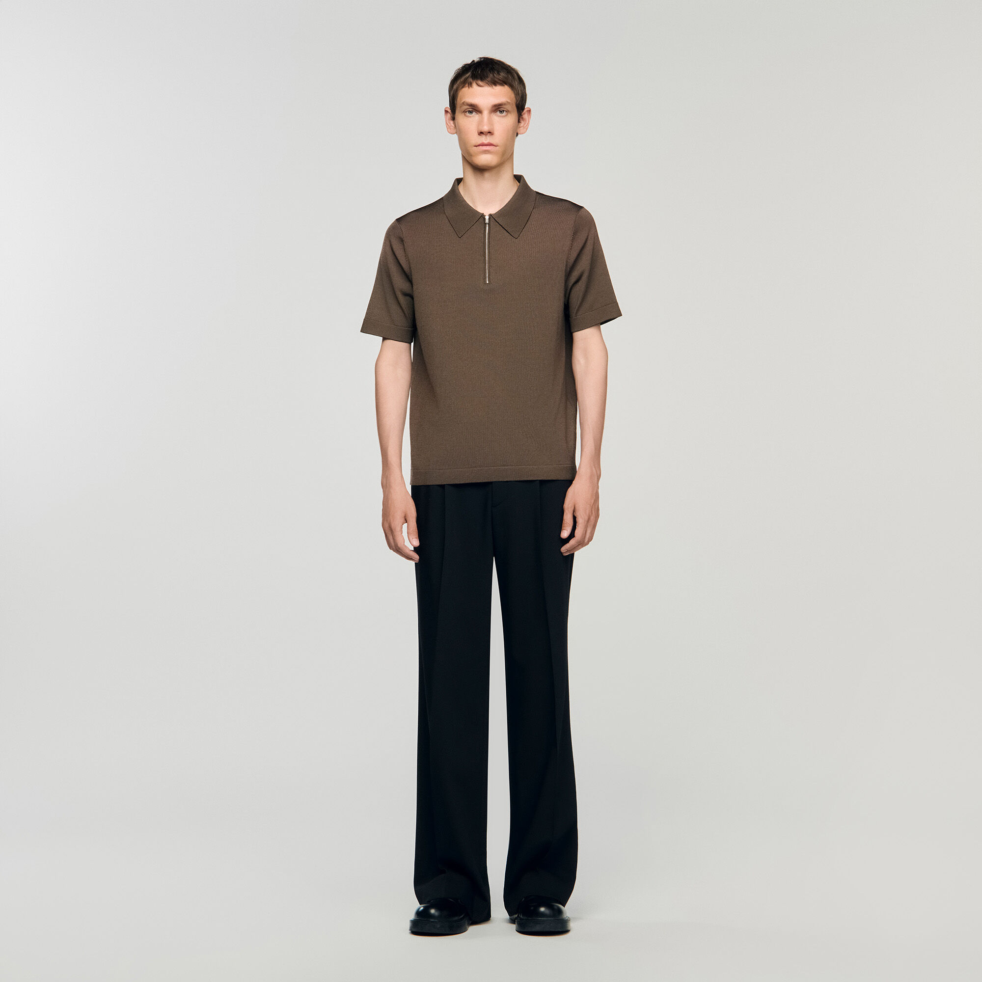 Polo in maglia con colletto con zip