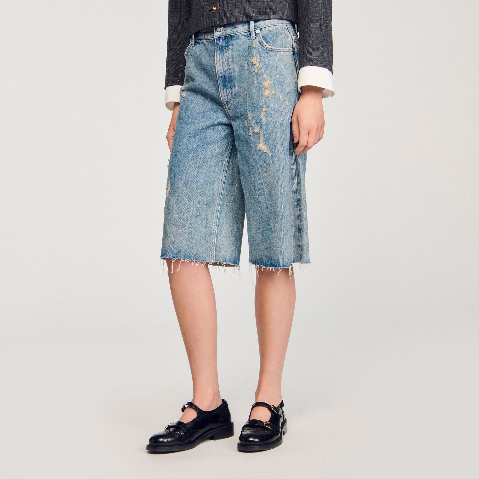 Bermuda jeans effetto stropicciato - Donna | Sandro