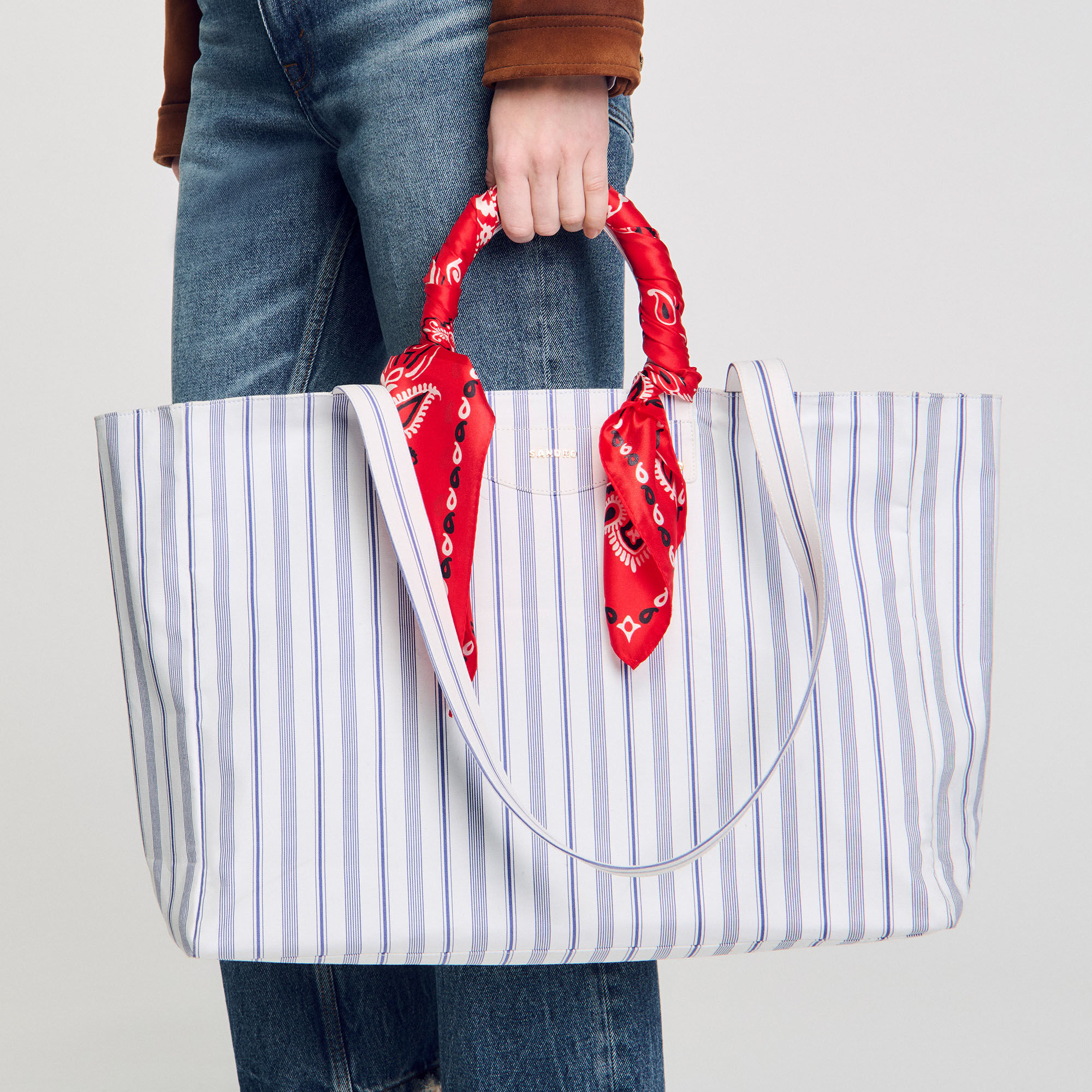 Tote bag in tela a righe