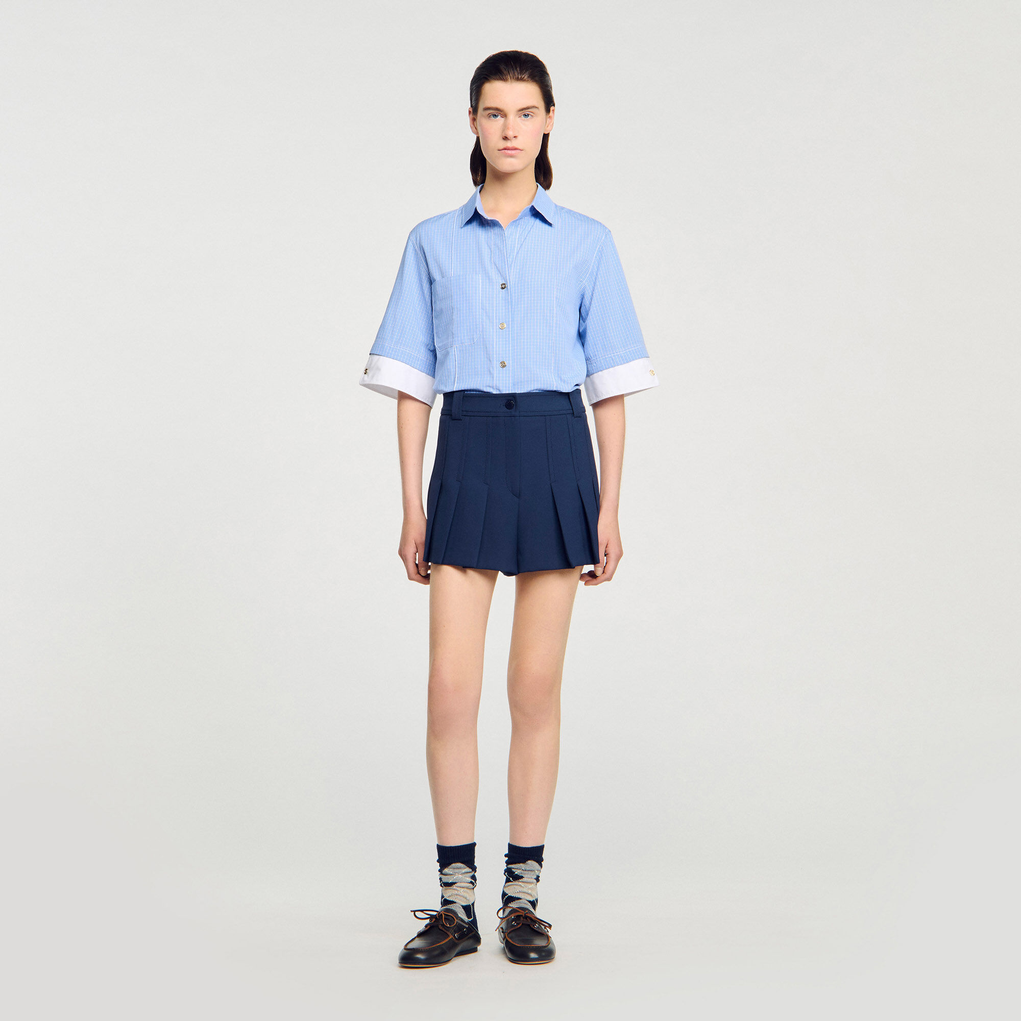 Short sartoriale plissettato