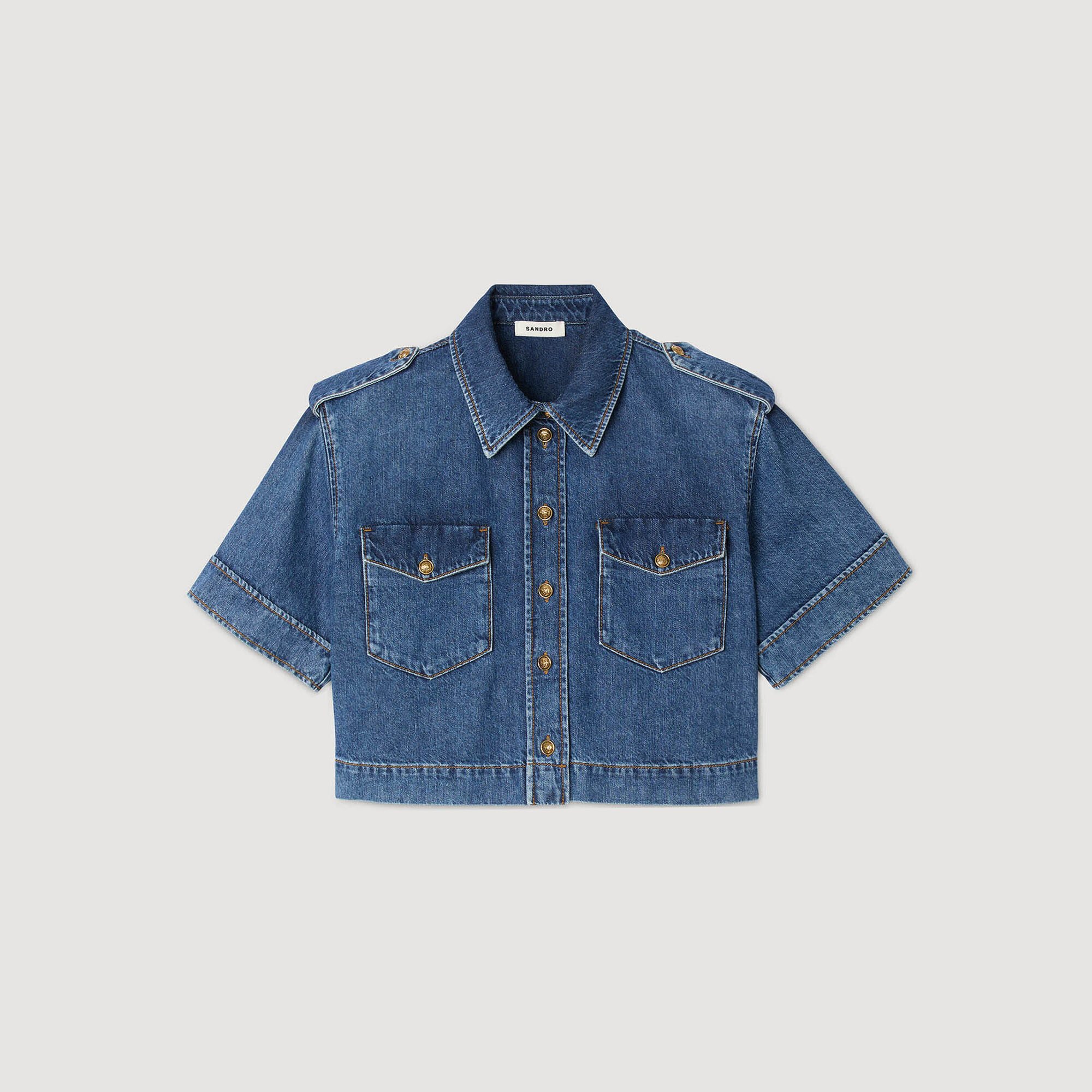 Camicia corta in denim