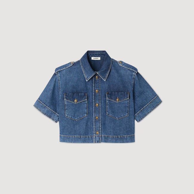Camicia corta in denim