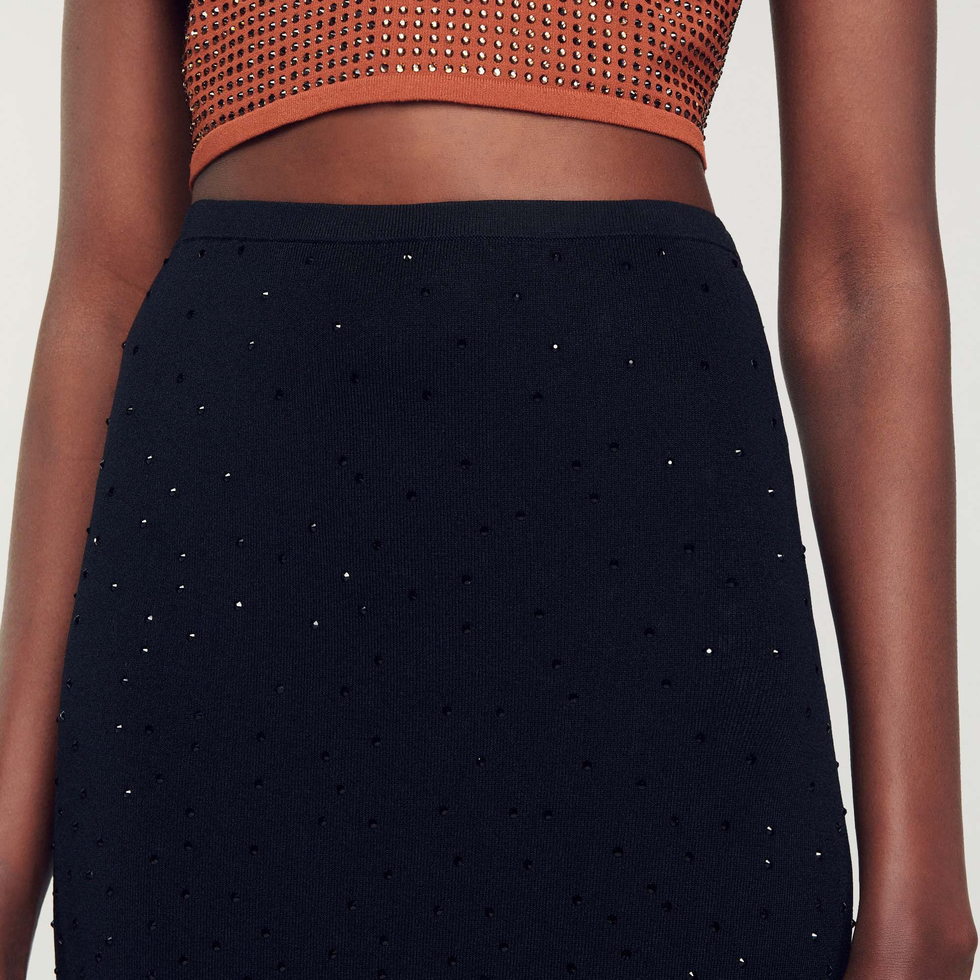 Gonna midi ornata da strass