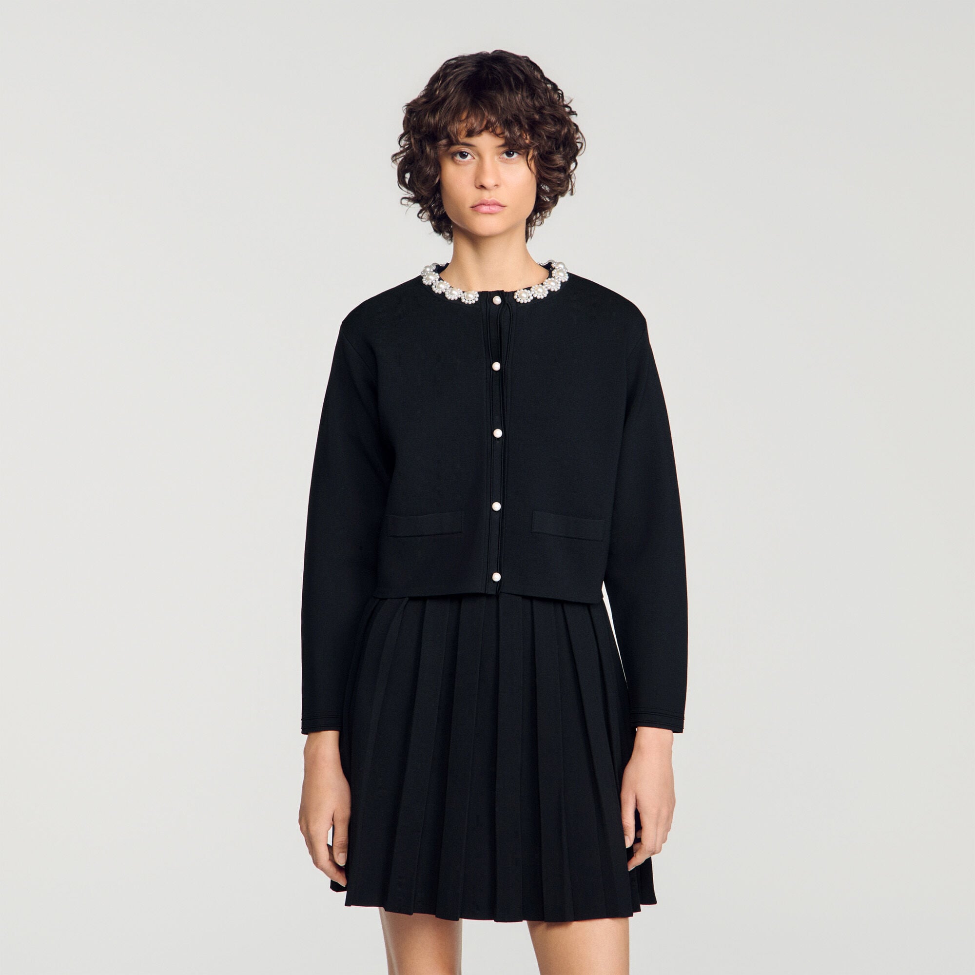 Cardigan collo a fiori di perline - Donna | Sandro