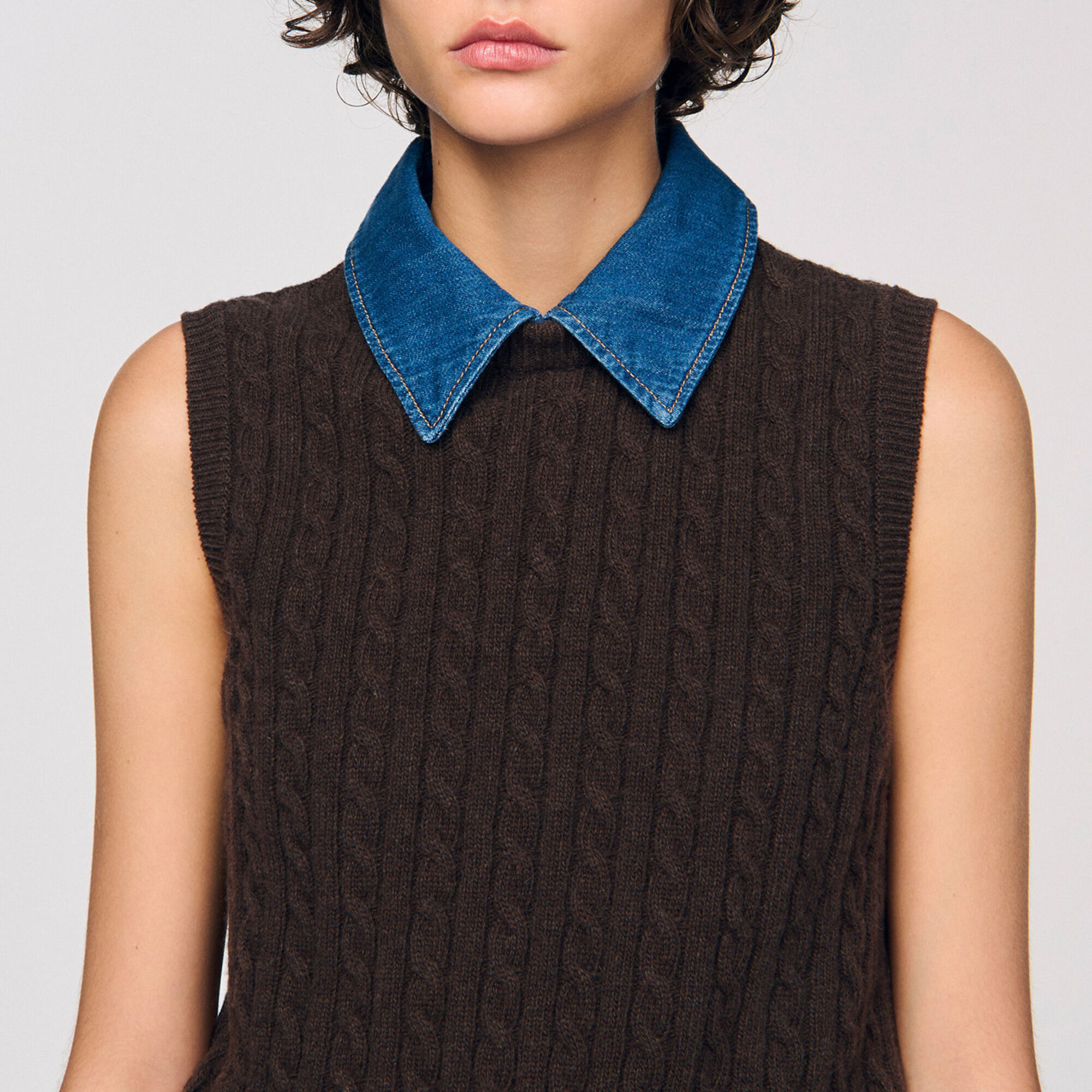 Maglione in maglia e denim - Donna | Sandro