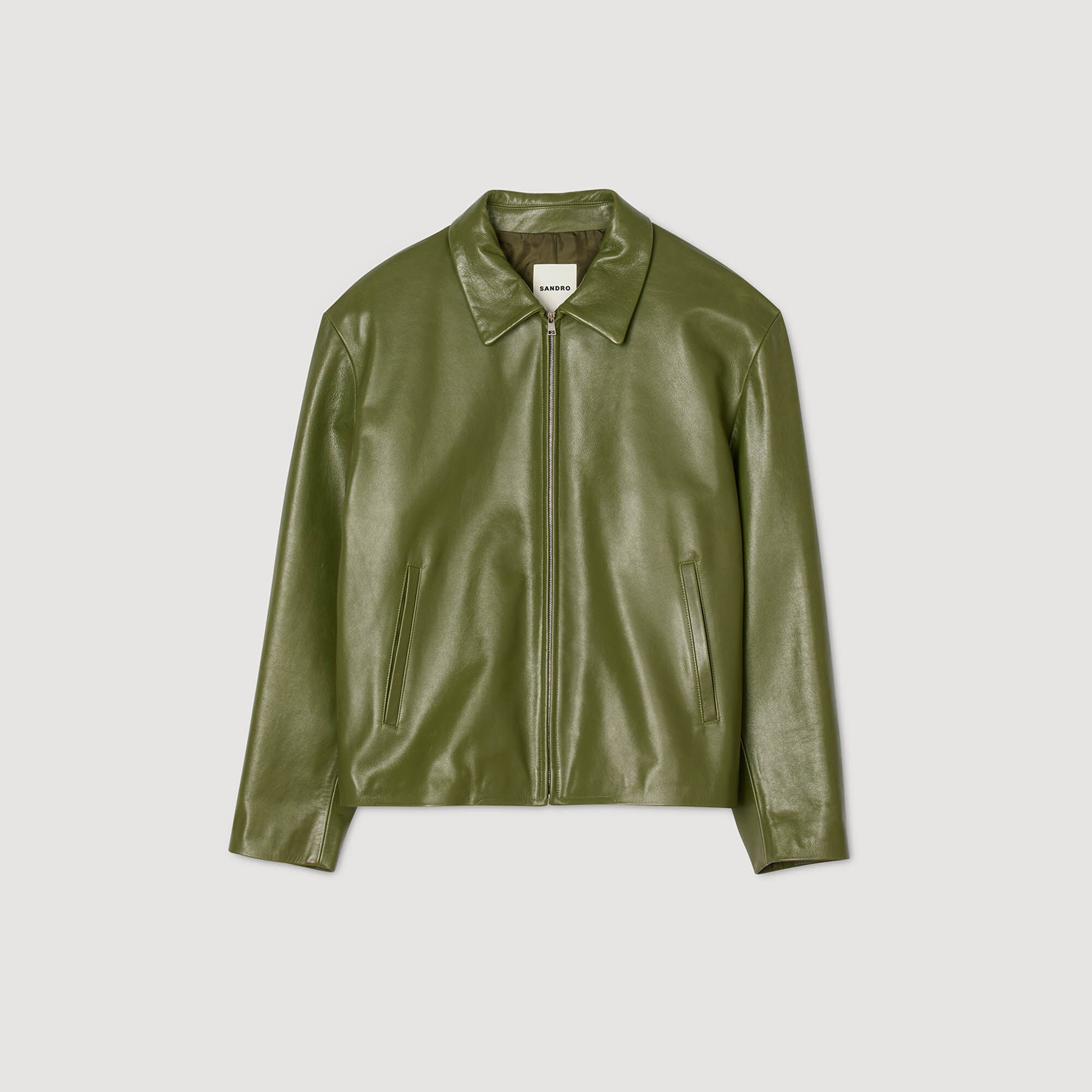 Giubbotto con zip in pelle