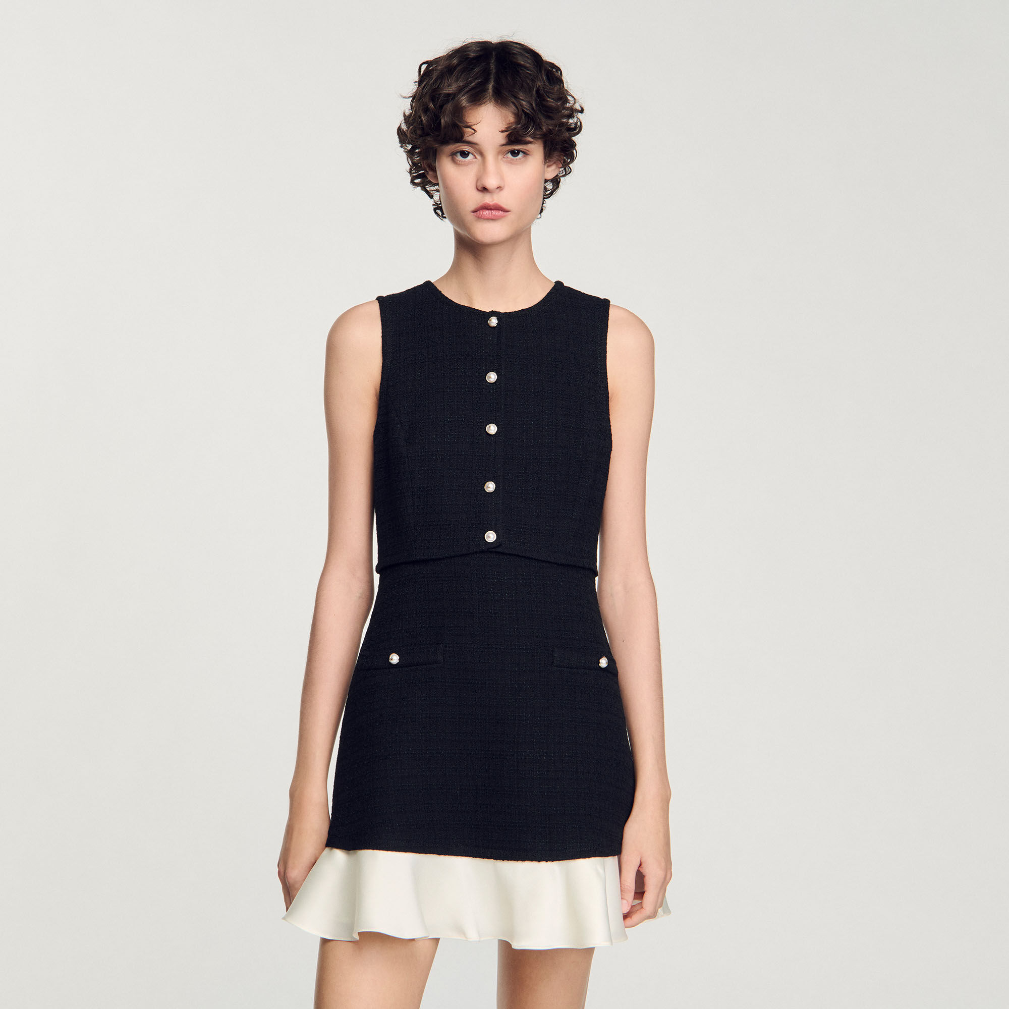 Abito corto in tweed bicolor