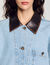 Giubbotto jeans colletto in pelle