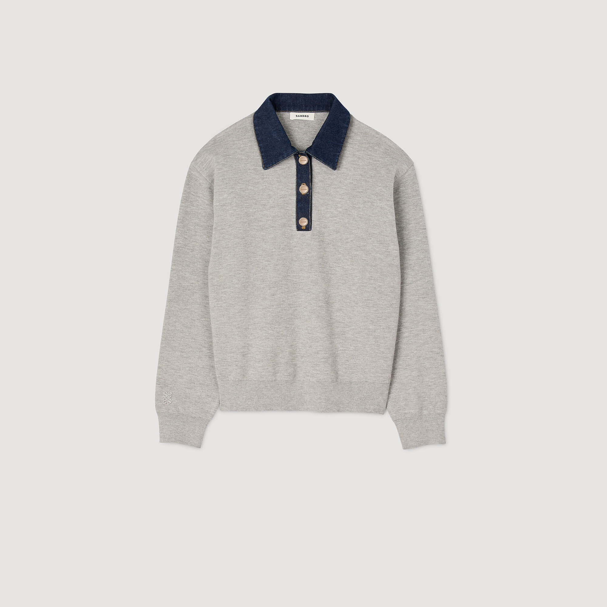 Maglione con colletto in jeans