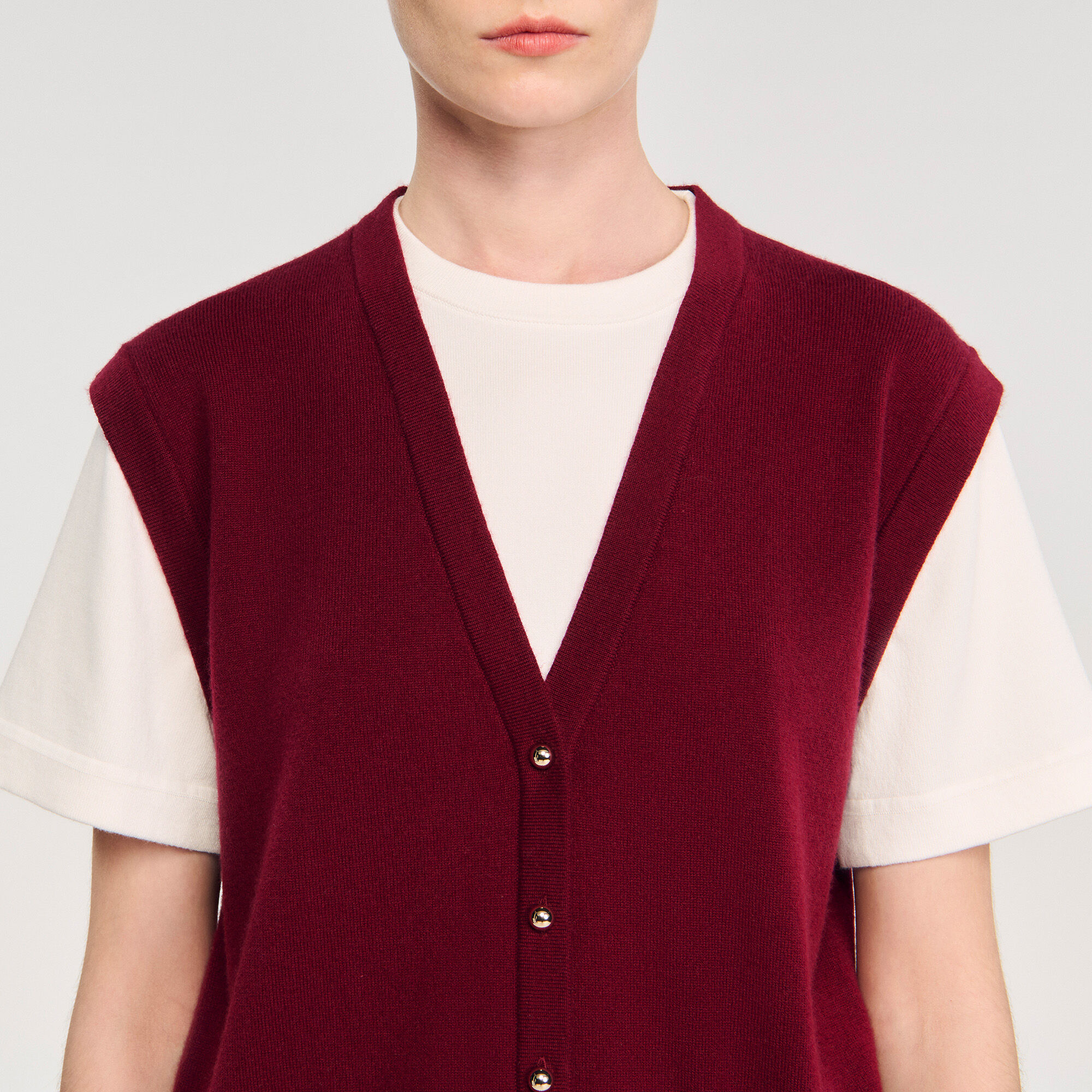 Maglione bicolor in lana e cashmere