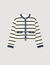Cardigan a righe con dettagli denim