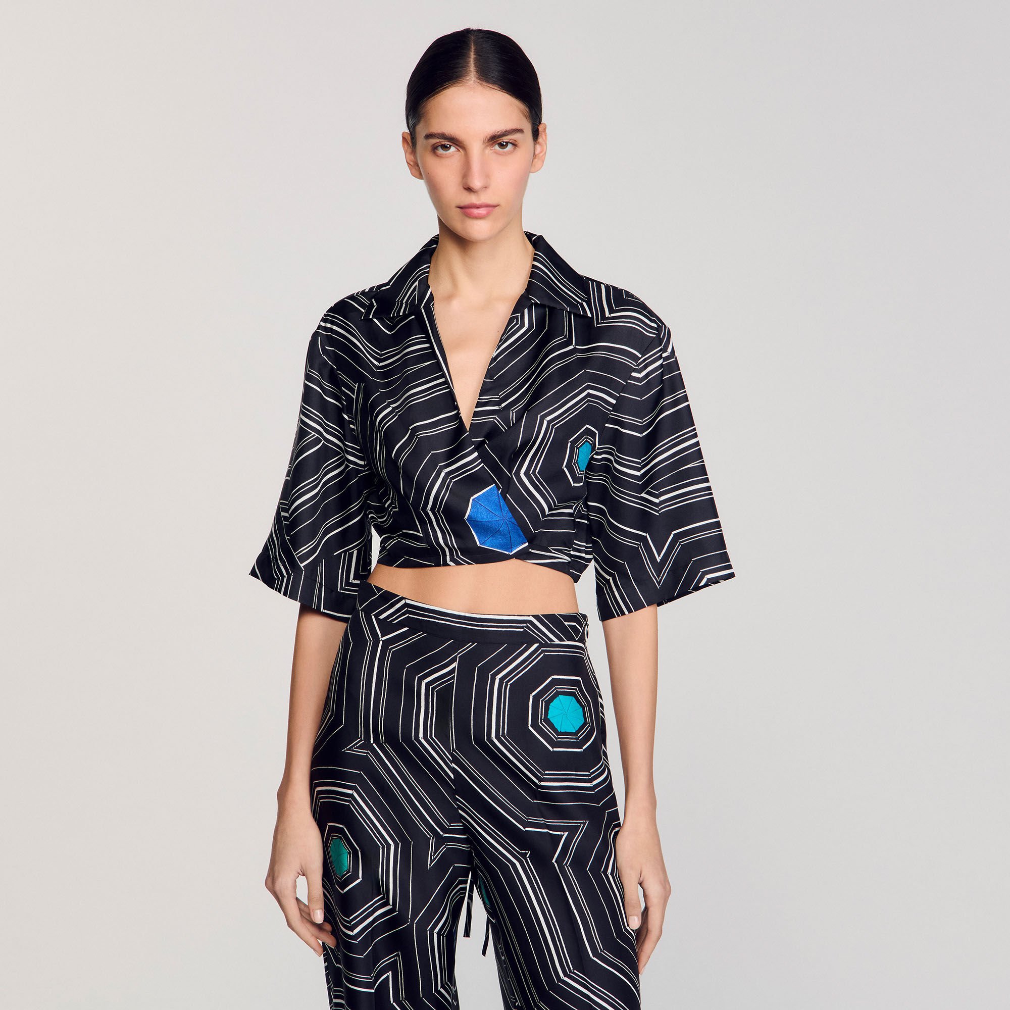 Camicia in seta stampa a spirali