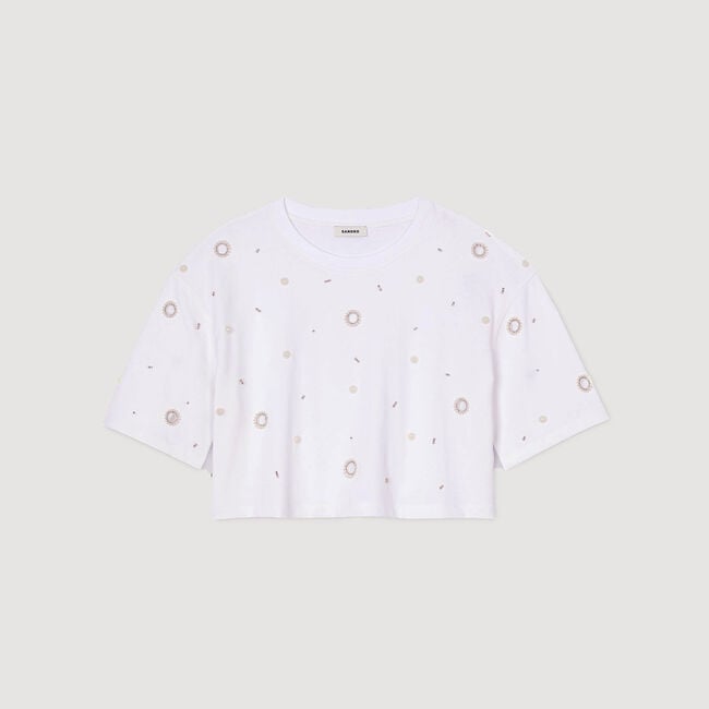 T-shirt corta con perline